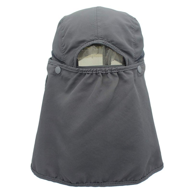 LLmoway Men Fishing Hat with Ear and Neck Flap Outdoor Sun Protection Cap with Foldable Bill Grey - Image 2